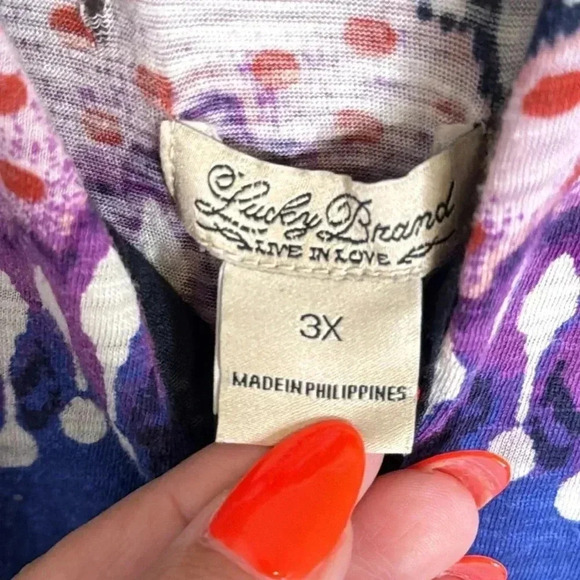 Lucky Brand Maxi Dress Cotton Blend Boho Southwestern Print Size 3X - Picture 4 of 7